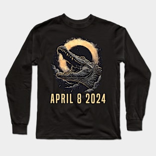 Total Solar Eclipse Crocodile & Sun Totality April 8 2024 Long Sleeve T-Shirt